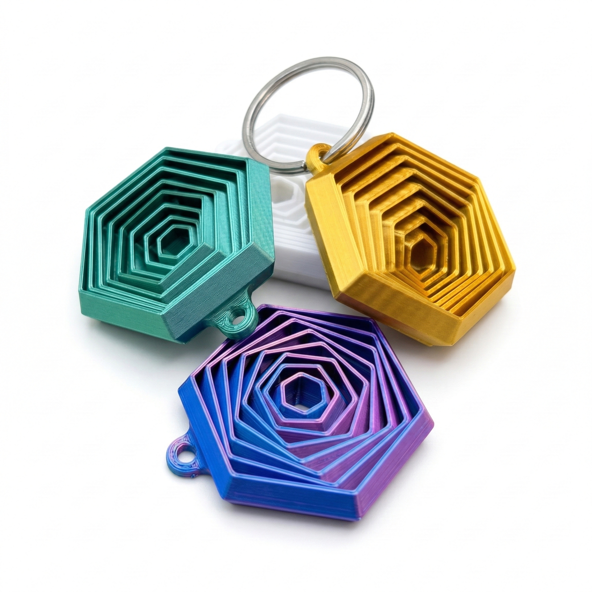 Hexagon Fidget Keychain- Set of 4 ( surprise colors )