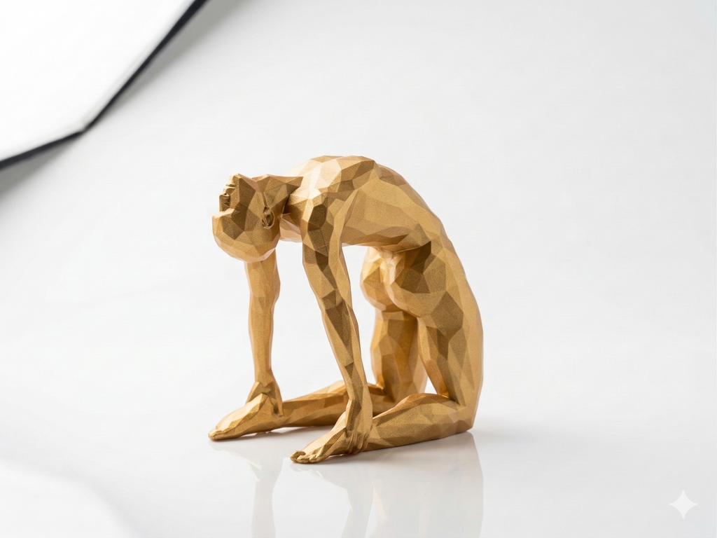 Half Moon Pose — FitFigures™ Yoga Man Series | 3D Printed Polygon Figure | WowLayer