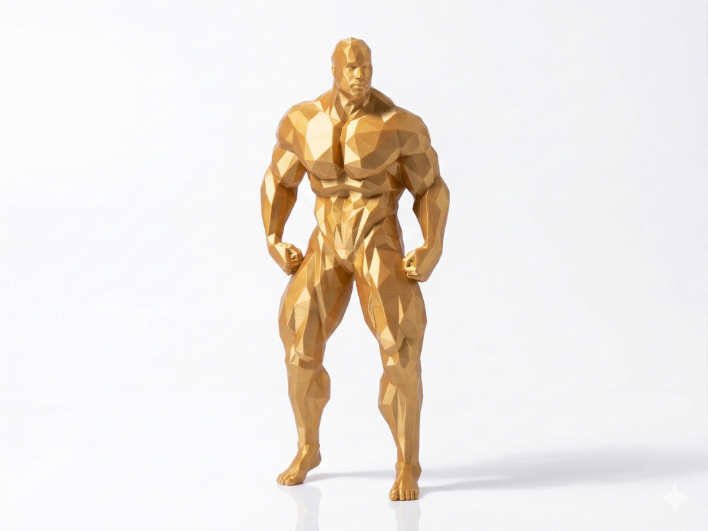 Muscular man rear pose — FitFigures™ Muscle Man Series | 3D Printed Polygon Figure | WowLayer