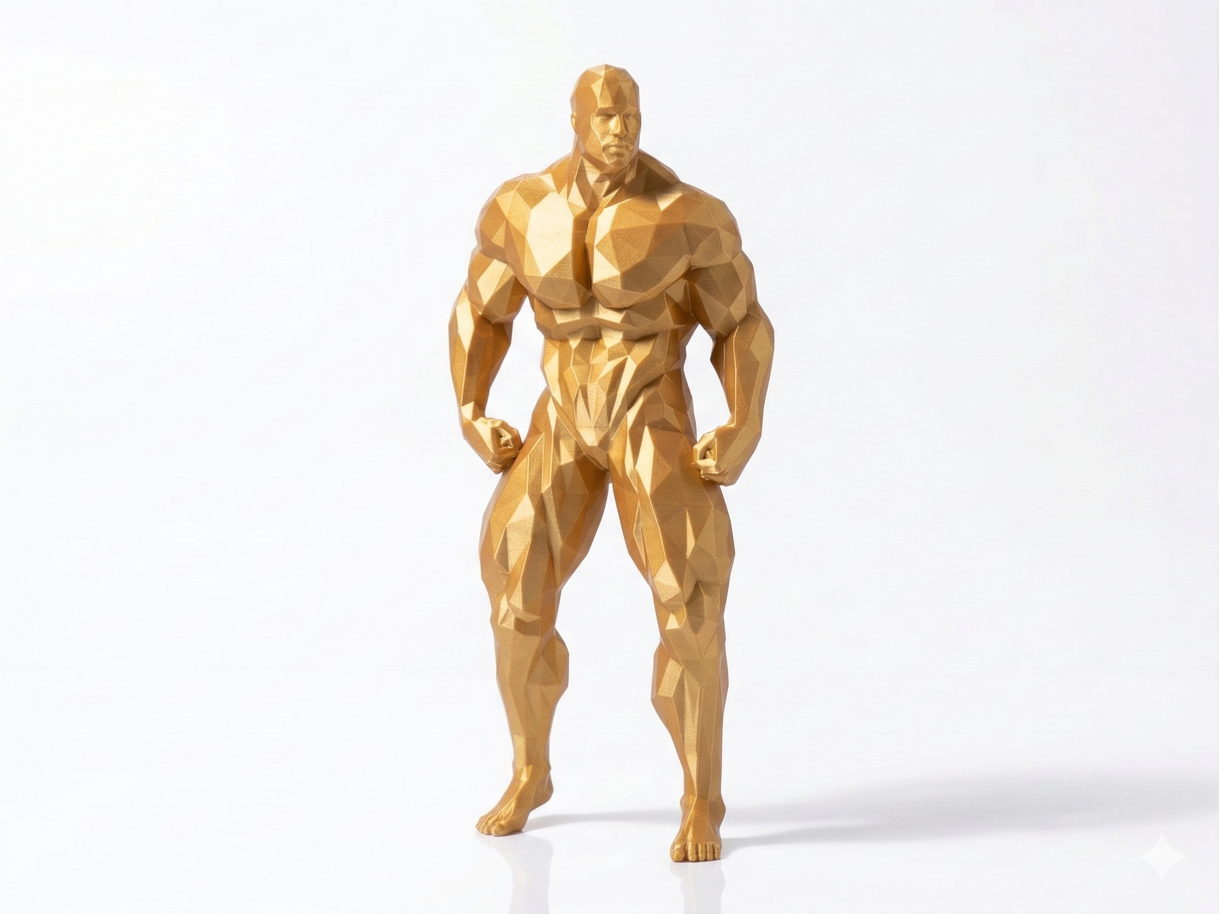 Muscular man rear pose — FitFigures™ Muscle Man Series | 3D Printed Polygon Figure | WowLayer