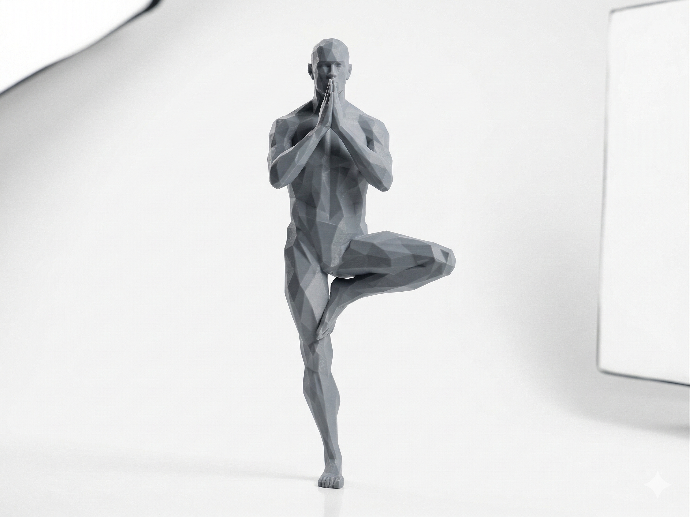 Tree Pose — FitFigures™ Yoga Man Series | 3D Printed Polygon Figure | WowLayer