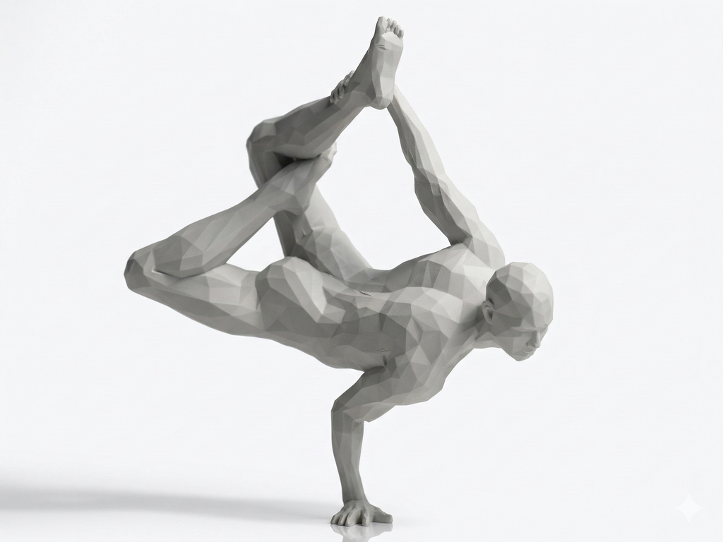 Crow Pose — FitFigures™ Yoga Man Series | 3D Printed Polygon Figure | WowLayer