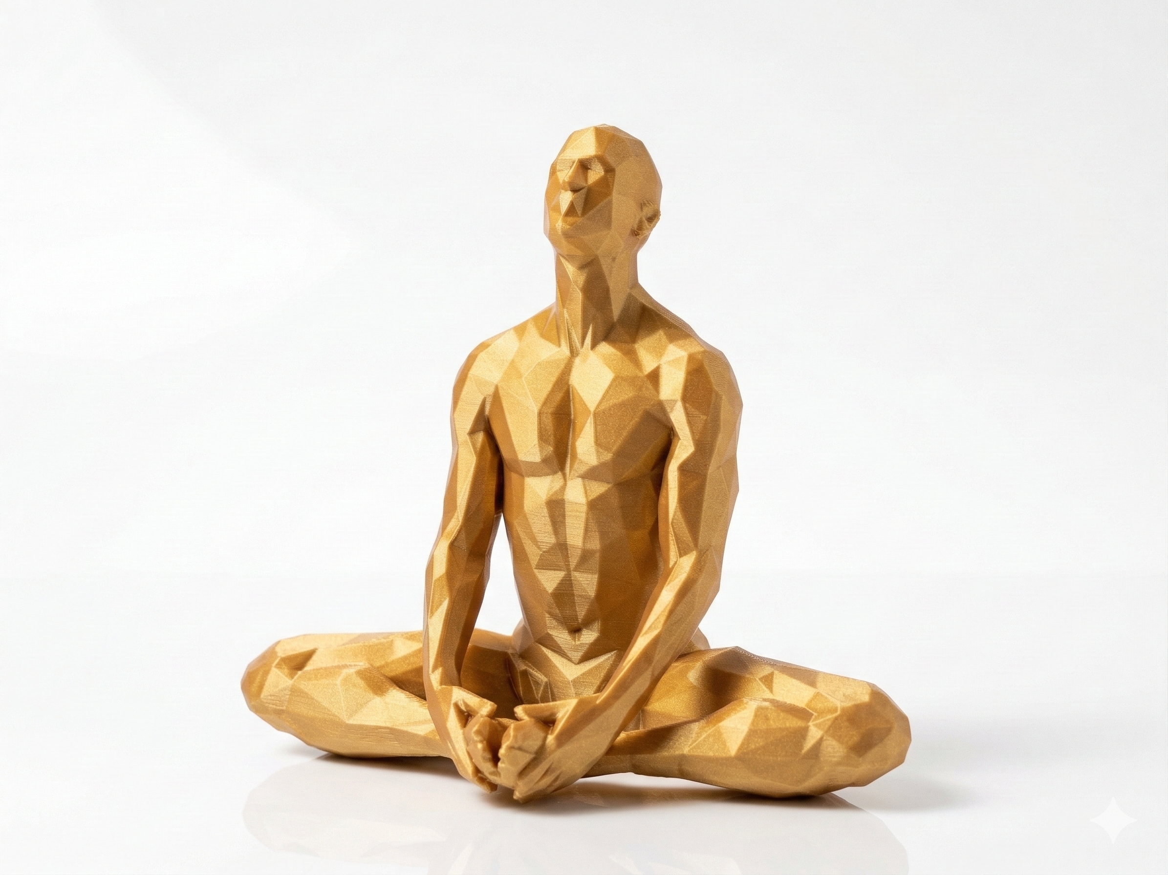 Deep Meditation — Hands on Knees — FitFigures™ Meditating Man Series | 3D Printed Polygon Figure | WowLayer