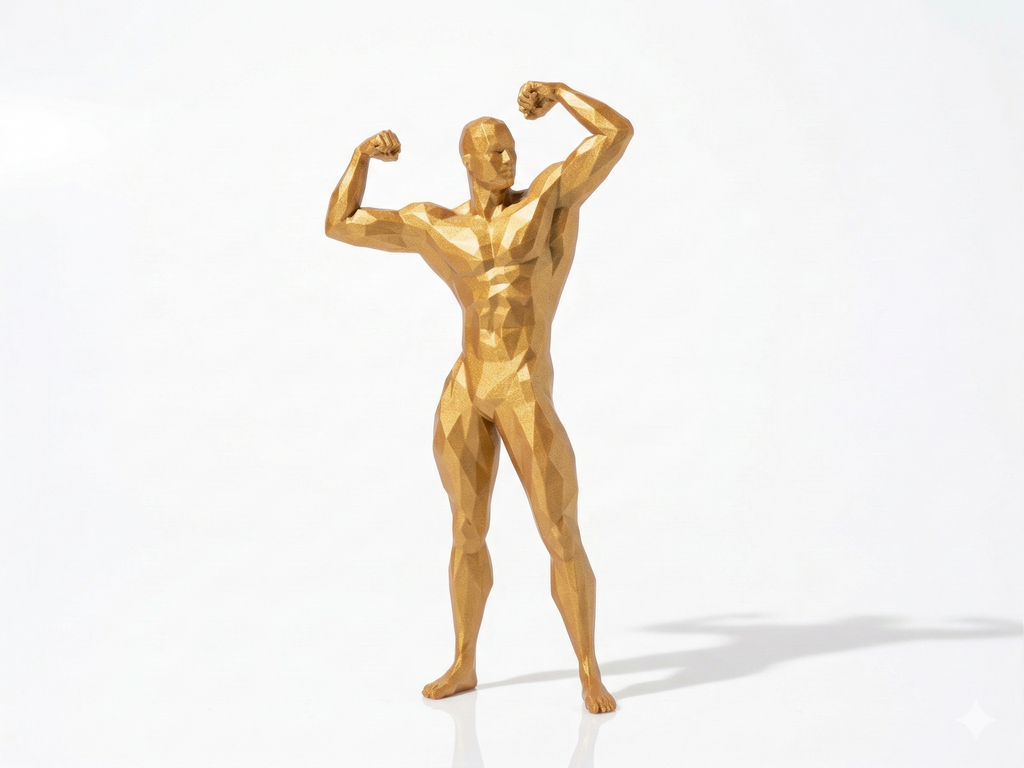 Front Double Biceps — FitFigures™ Muscle Man Series | 3D Printed Polygon Figure | WowLayer