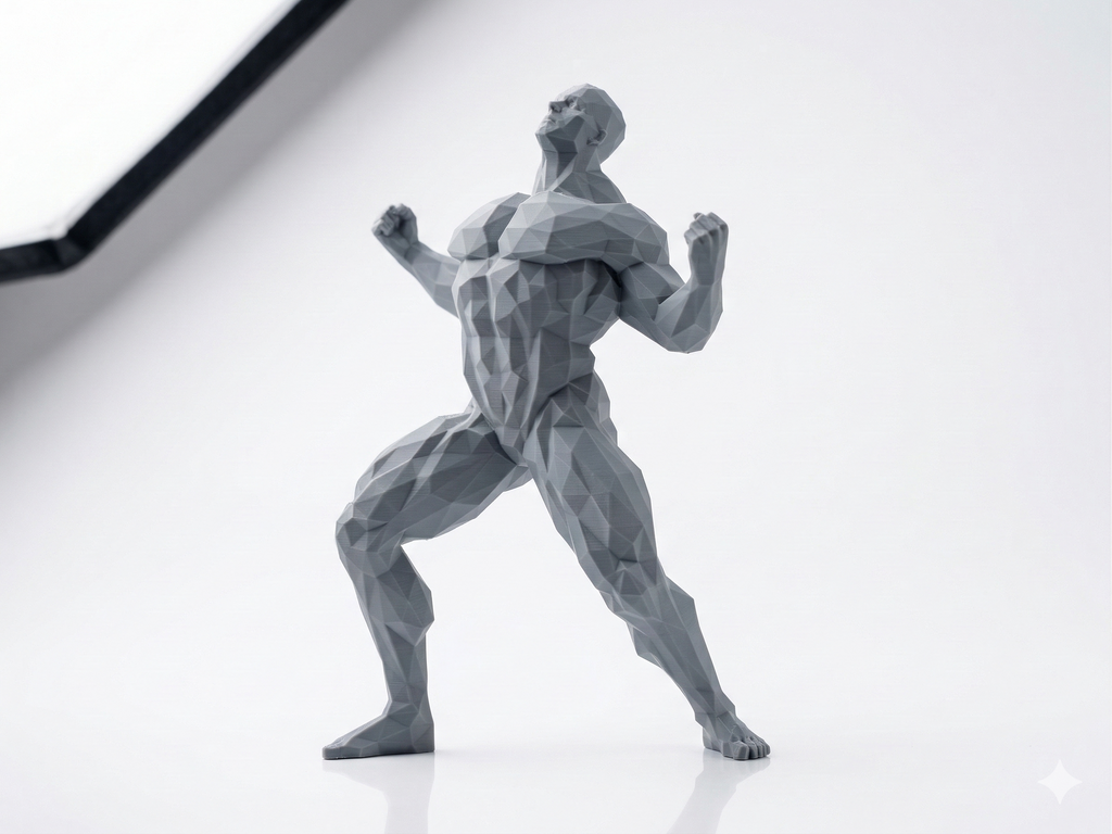 Back Double Bicep — FitFigures™ Muscle Man Series | 3D Printed Polygon Figure | WowLayer