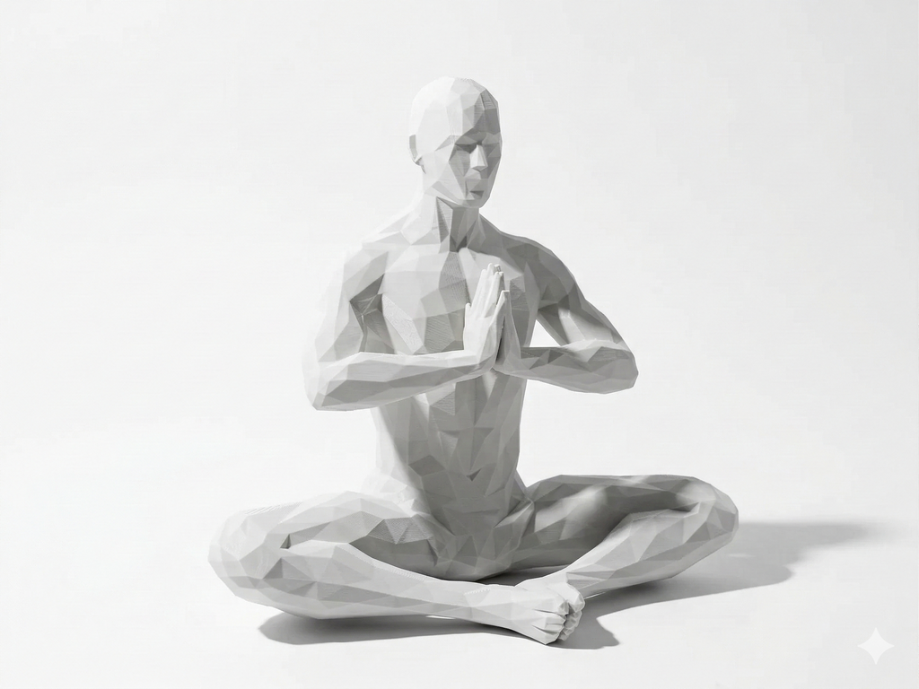 Prayer Hands Meditation — FitFigures™ Meditating Man Series | 3D Printed Polygon Figure | WowLayer