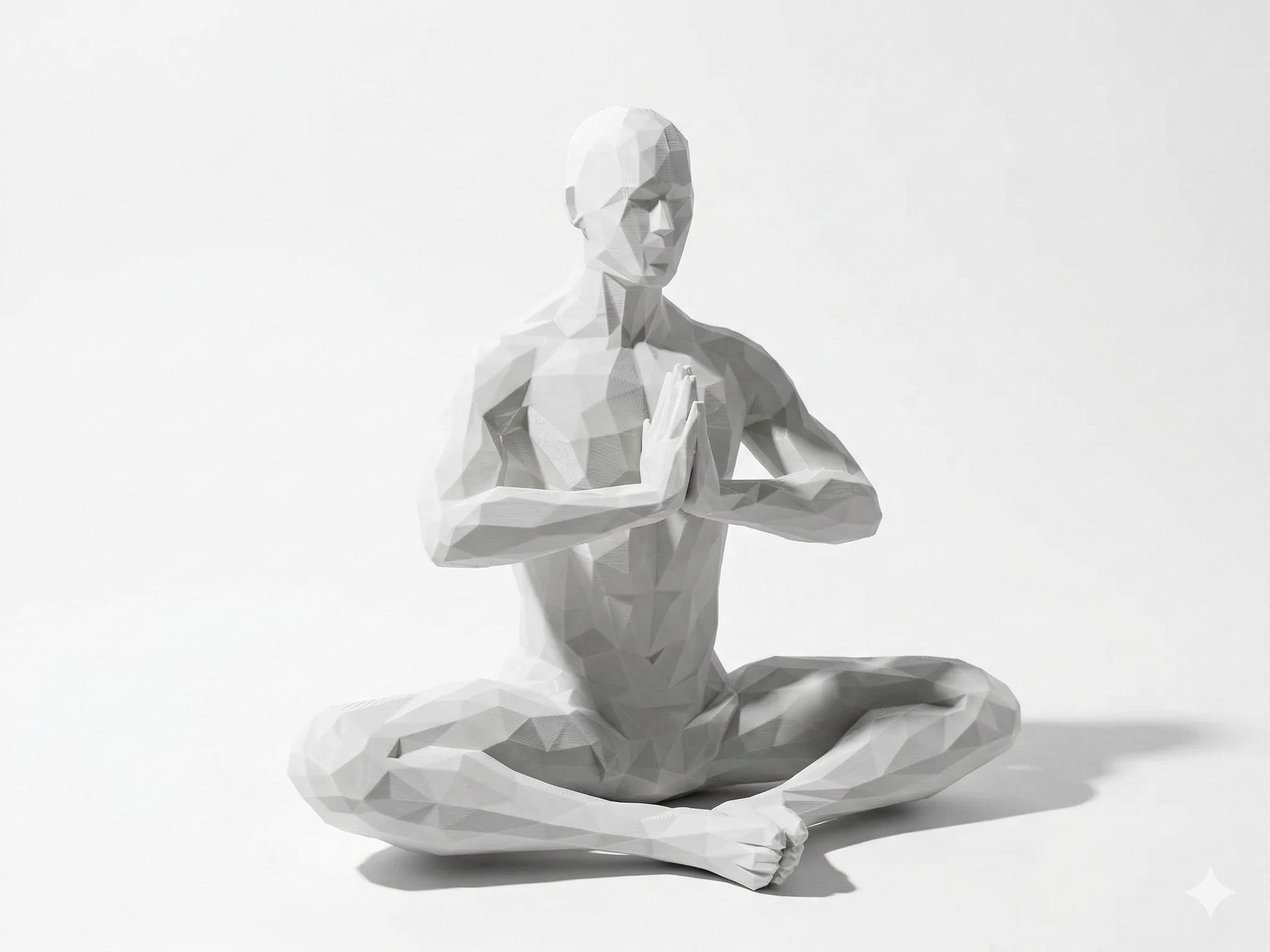 Prayer Hands Meditation — FitFigures™ Meditating Man Series | 3D Printed Polygon Figure | WowLayer