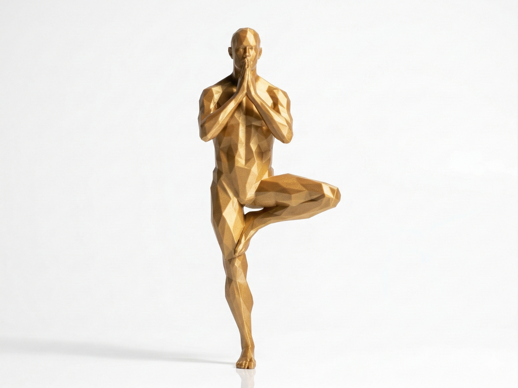 Tree Pose — FitFigures™ Yoga Man Series | 3D Printed Polygon Figure | WowLayer