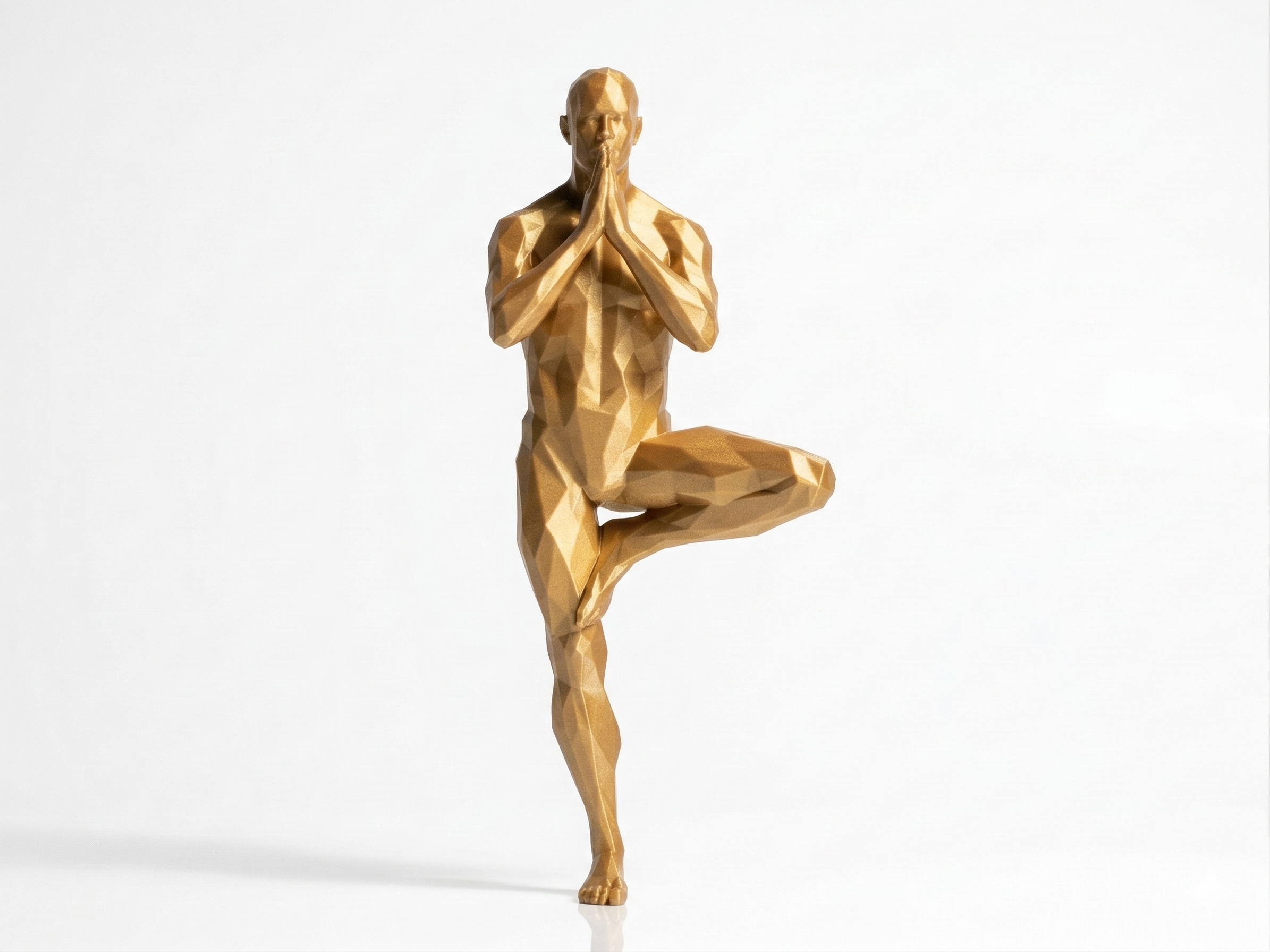 Tree Pose — FitFigures™ Yoga Man Series | 3D Printed Polygon Figure | WowLayer