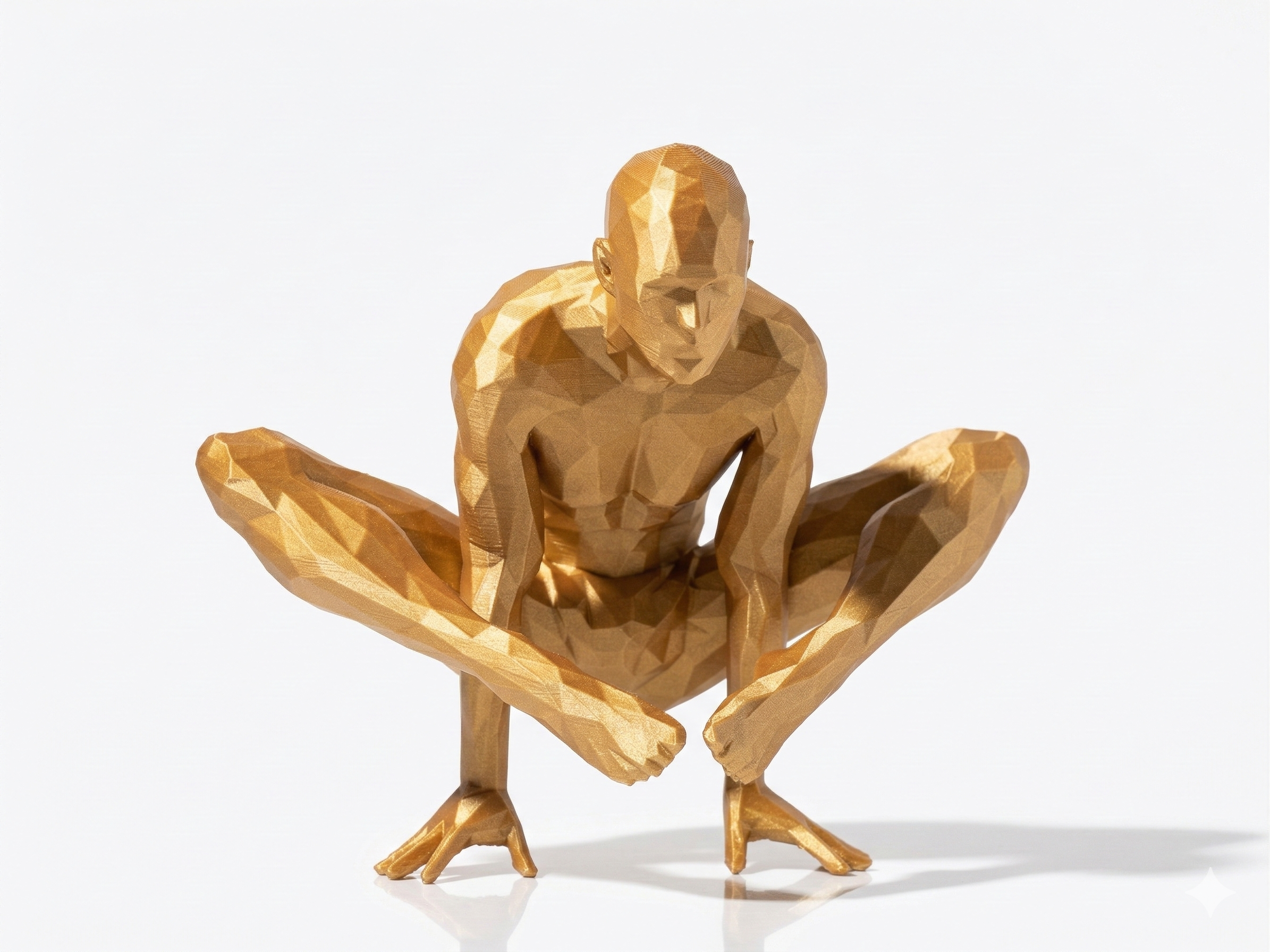 Hands Clasped, Eyes Downward — FitFigures™ Meditating Man Series | 3D Printed Polygon Figure | WowLayer