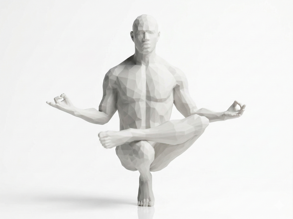 Lotus Pose — FitFigures™ Yoga Man Series | 3D Printed Polygon Figure | WowLayer