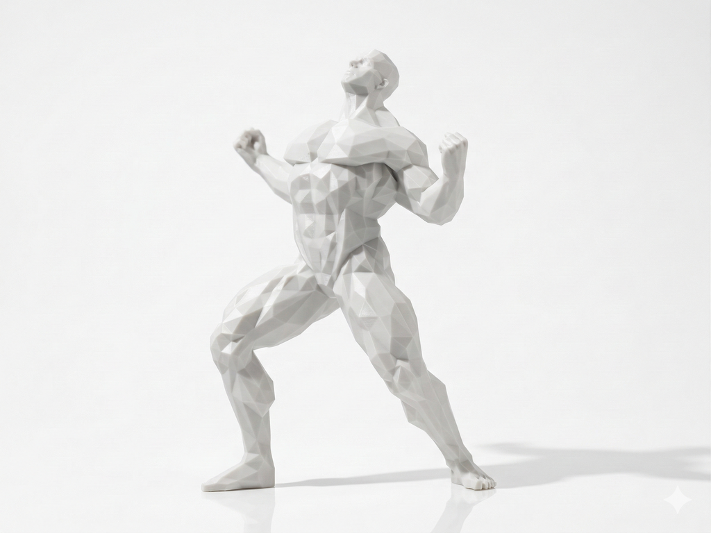 Back Double Bicep — FitFigures™ Muscle Man Series | 3D Printed Polygon Figure | WowLayer