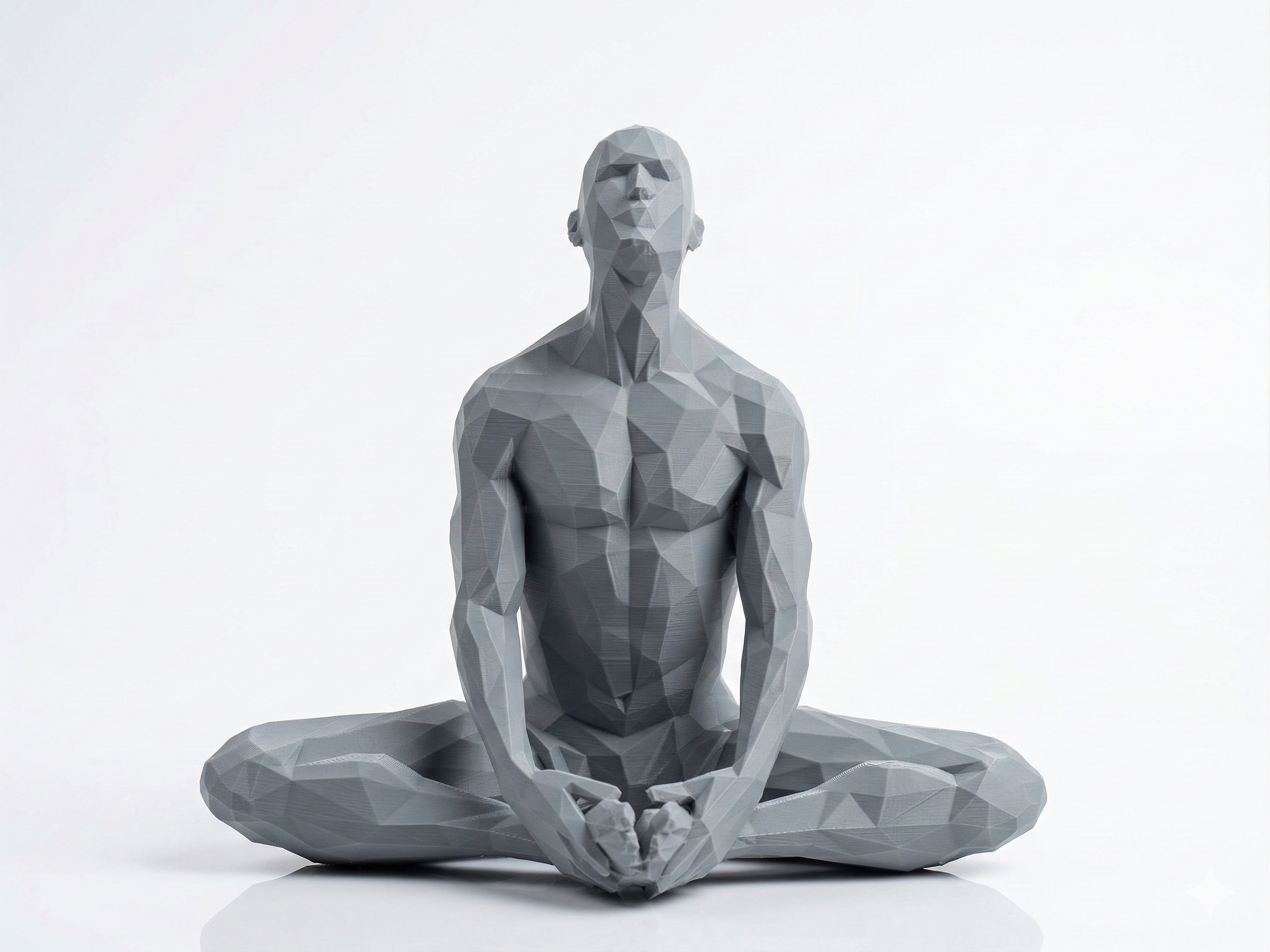 Deep Meditation — Hands on Knees — FitFigures™ Meditating Man Series | 3D Printed Polygon Figure | WowLayer