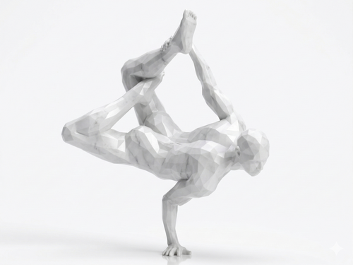 Crow Pose — FitFigures™ Yoga Man Series | 3D Printed Polygon Figure | WowLayer