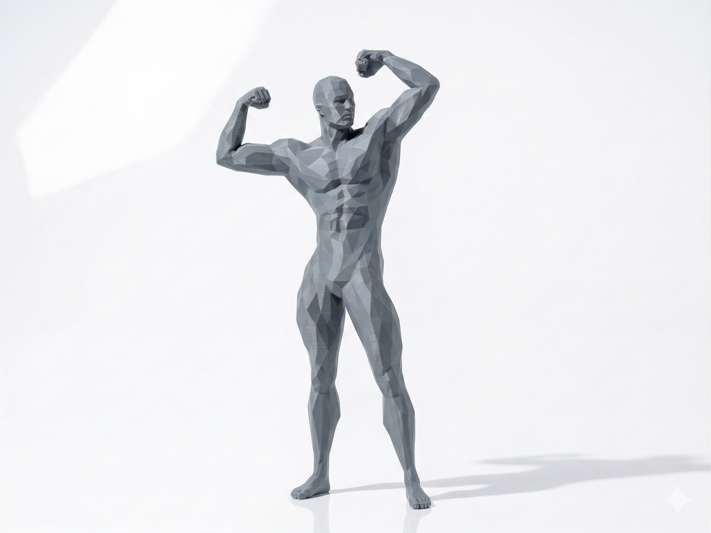 Front Double Biceps — FitFigures™ Muscle Man Series | 3D Printed Polygon Figure | WowLayer