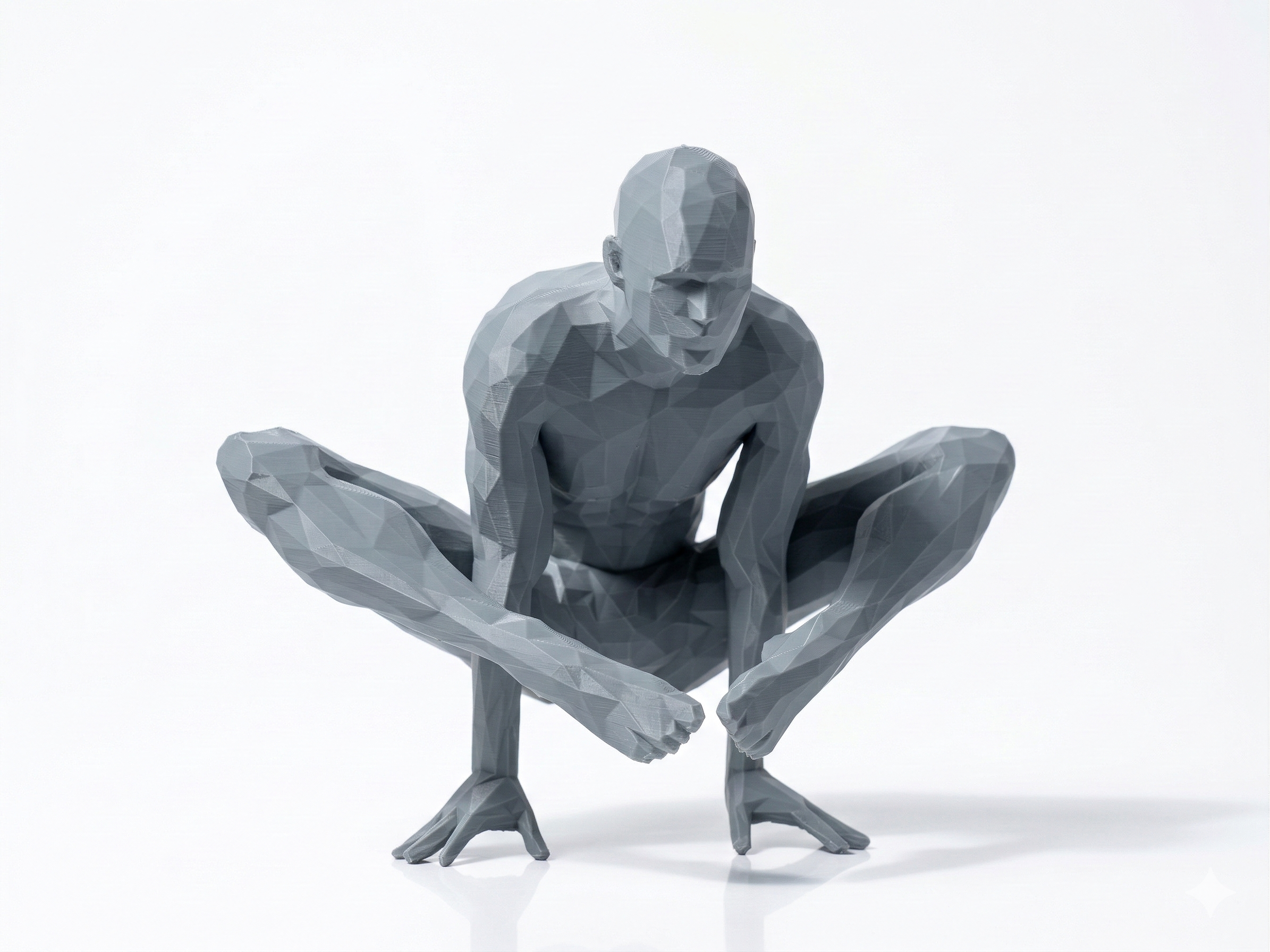 Hands Clasped, Eyes Downward — FitFigures™ Meditating Man Series | 3D Printed Polygon Figure | WowLayer