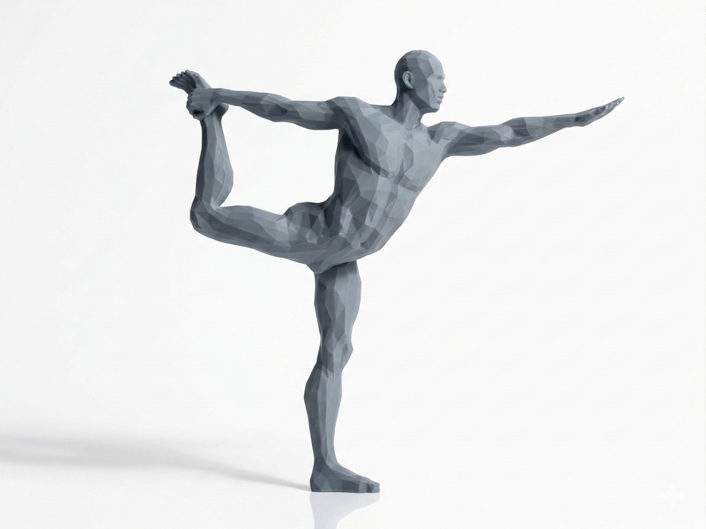 Dancer's Pose — FitFigures™ Yoga Man Series | 3D Printed Polygon Figure | WowLayer