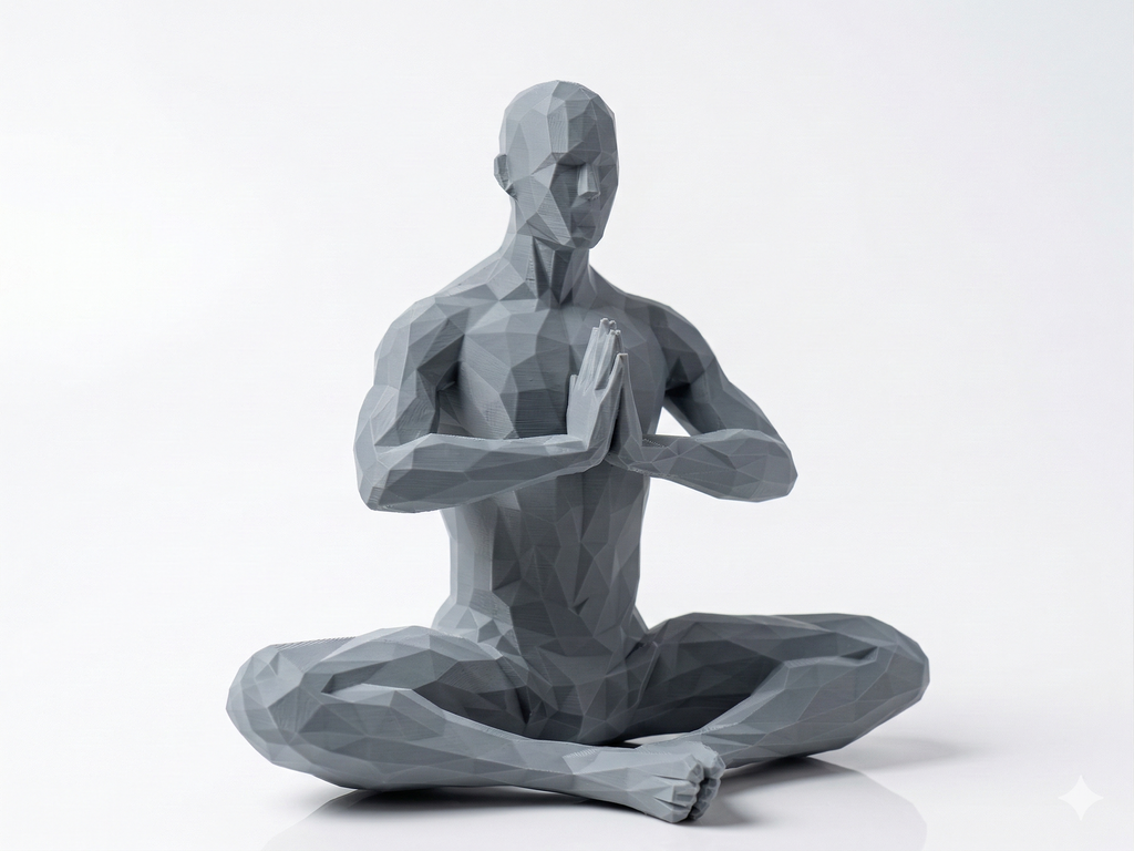 Prayer Hands Meditation — FitFigures™ Meditating Man Series | 3D Printed Polygon Figure | WowLayer