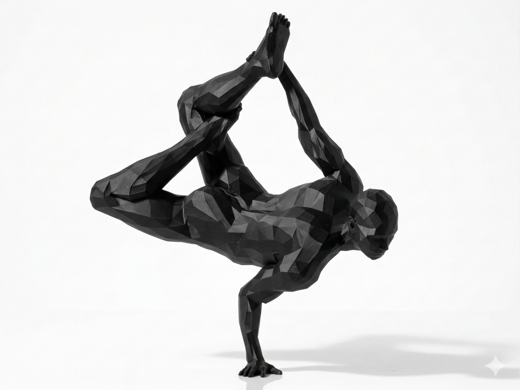 Crow Pose — FitFigures™ Yoga Man Series | 3D Printed Polygon Figure | WowLayer
