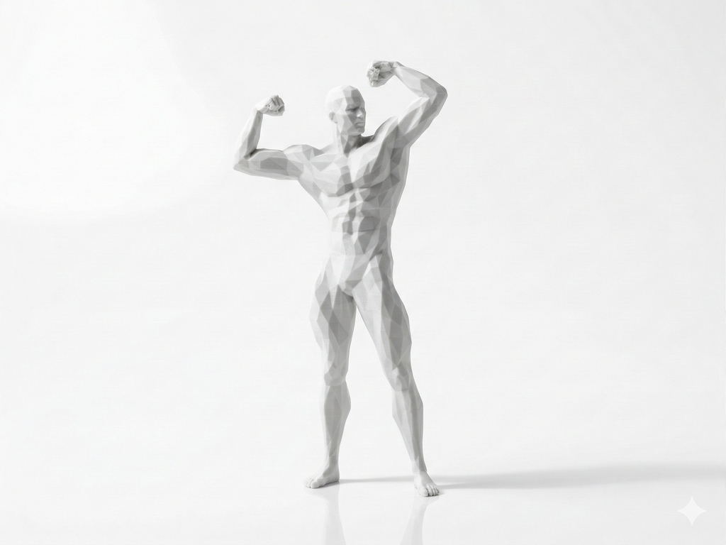 Front Double Biceps — FitFigures™ Muscle Man Series | 3D Printed Polygon Figure | WowLayer