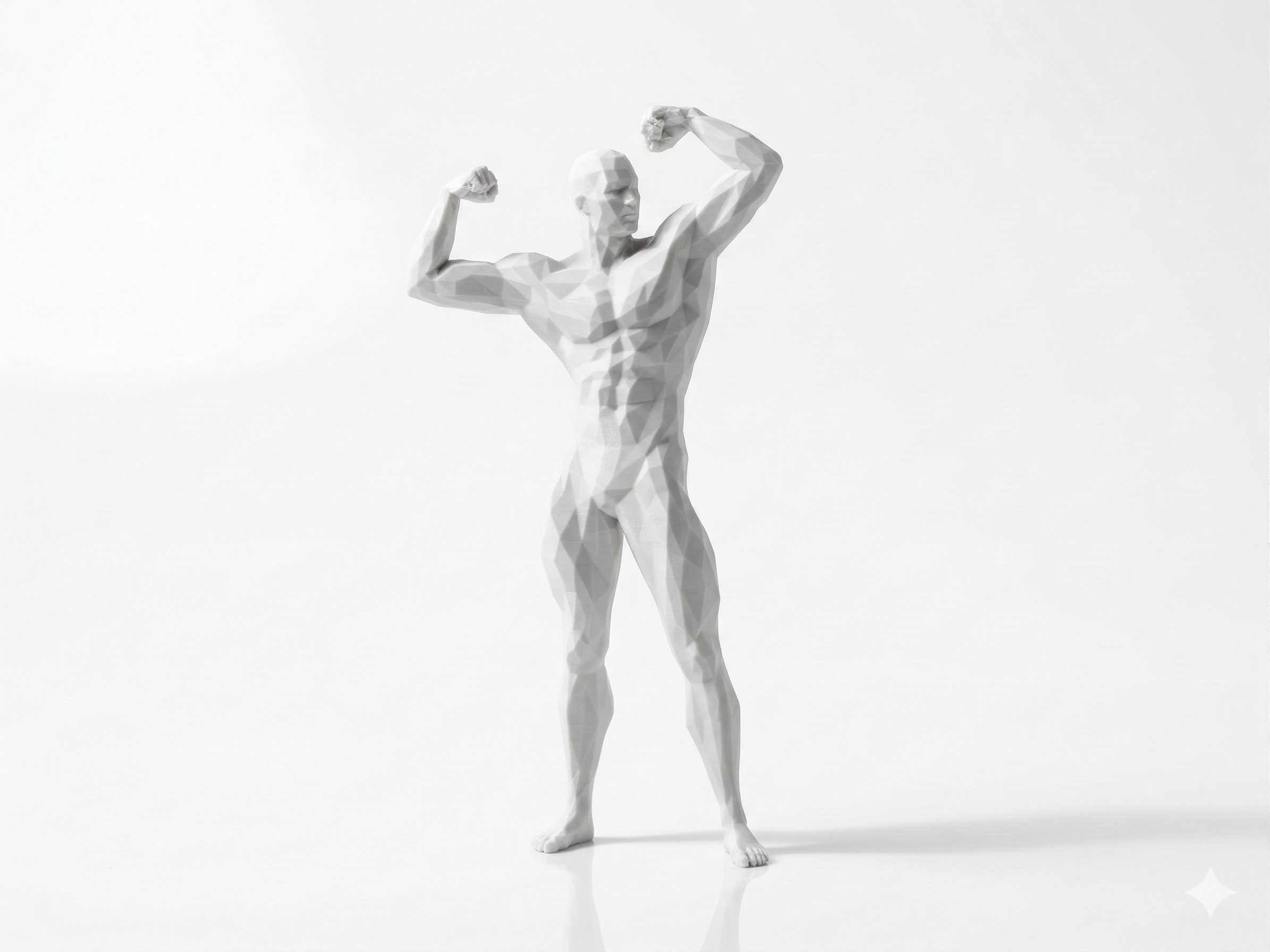 Front Double Biceps — FitFigures™ Muscle Man Series | 3D Printed Polygon Figure | WowLayer