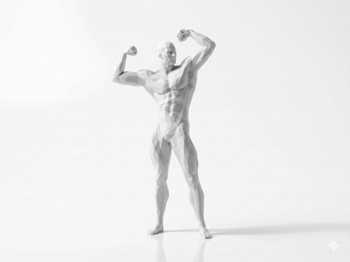 Front Double Biceps — FitFigures™ Muscle Man Series | 3D Printed Polygon Figure | WowLayer