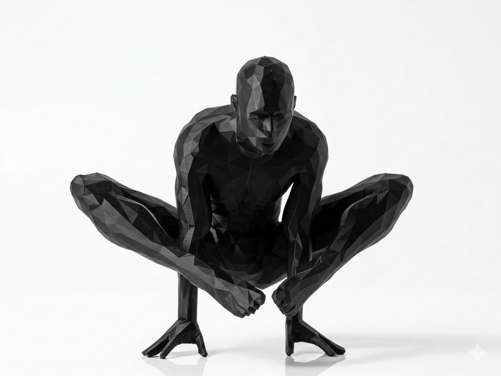Hands Clasped, Eyes Downward — FitFigures™ Meditating Man Series | 3D Printed Polygon Figure | WowLayer