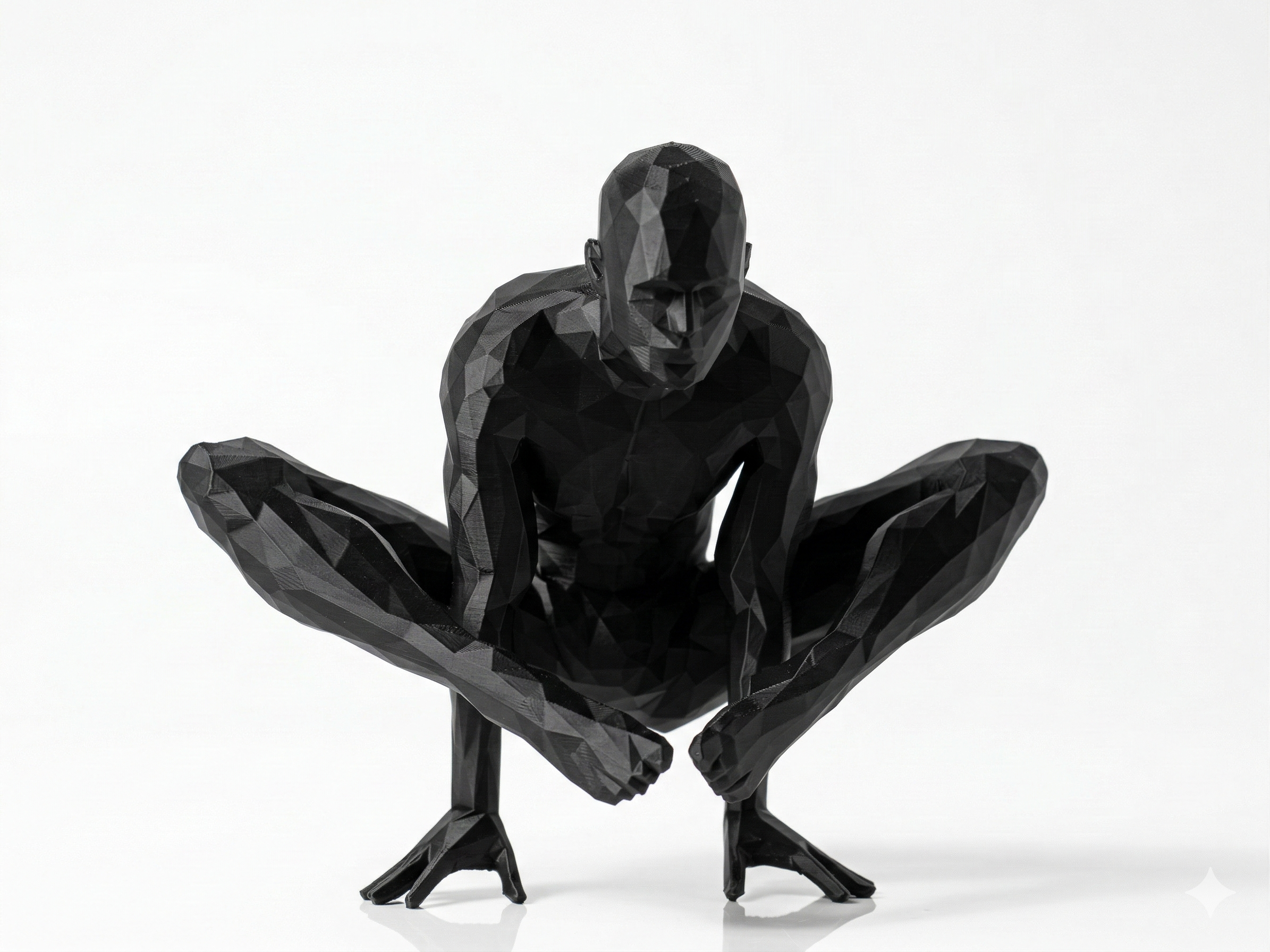 Hands Clasped, Eyes Downward — FitFigures™ Meditating Man Series | 3D Printed Polygon Figure | WowLayer