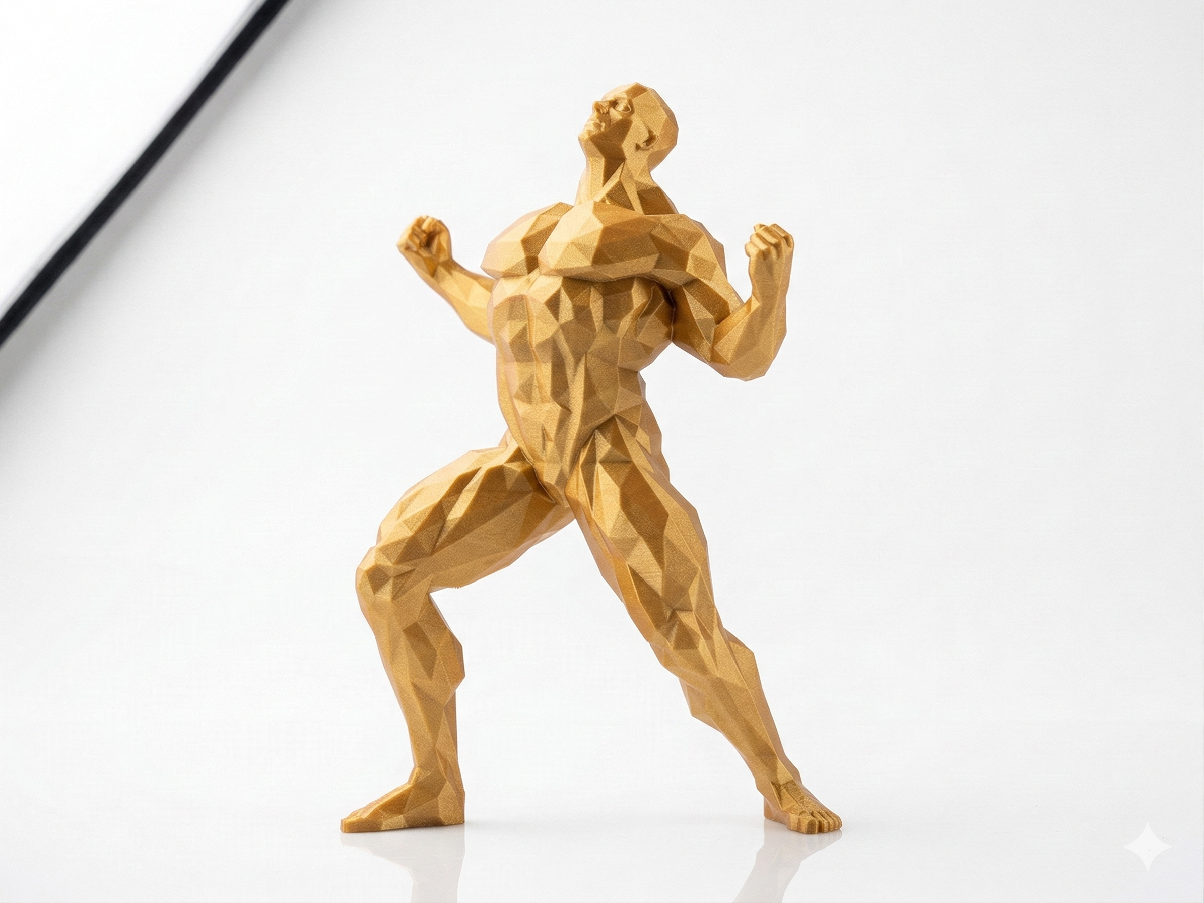 Back Double Bicep — FitFigures™ Muscle Man Series | 3D Printed Polygon Figure | WowLayer