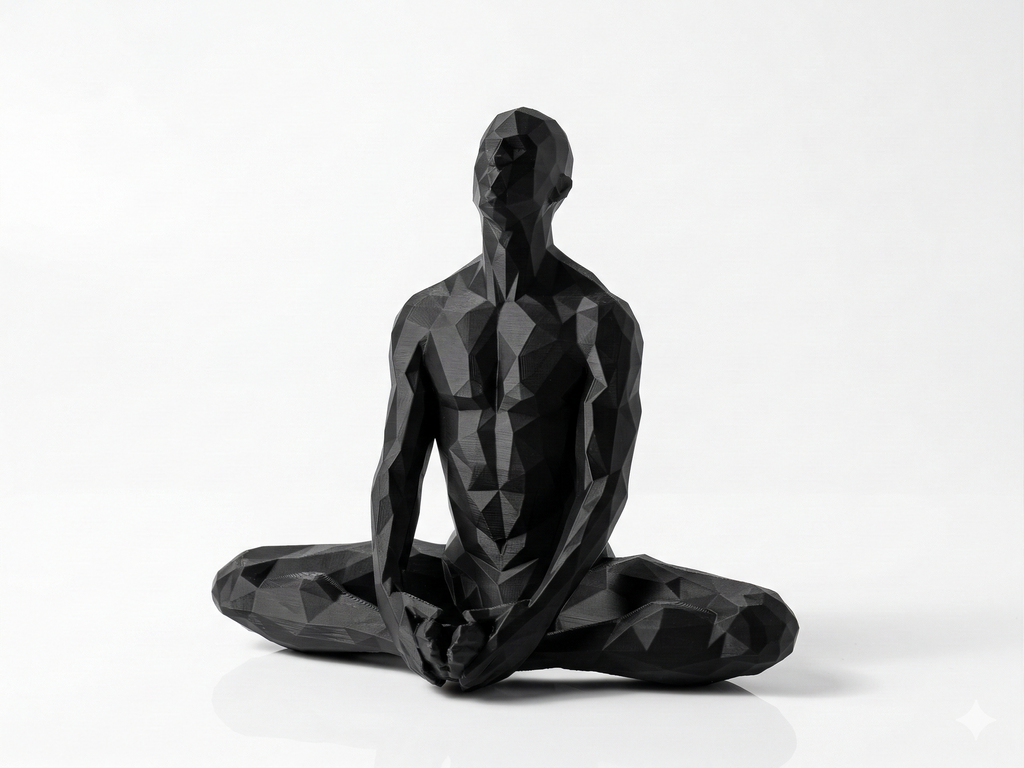 Deep Meditation — Hands on Knees — FitFigures™ Meditating Man Series | 3D Printed Polygon Figure | WowLayer
