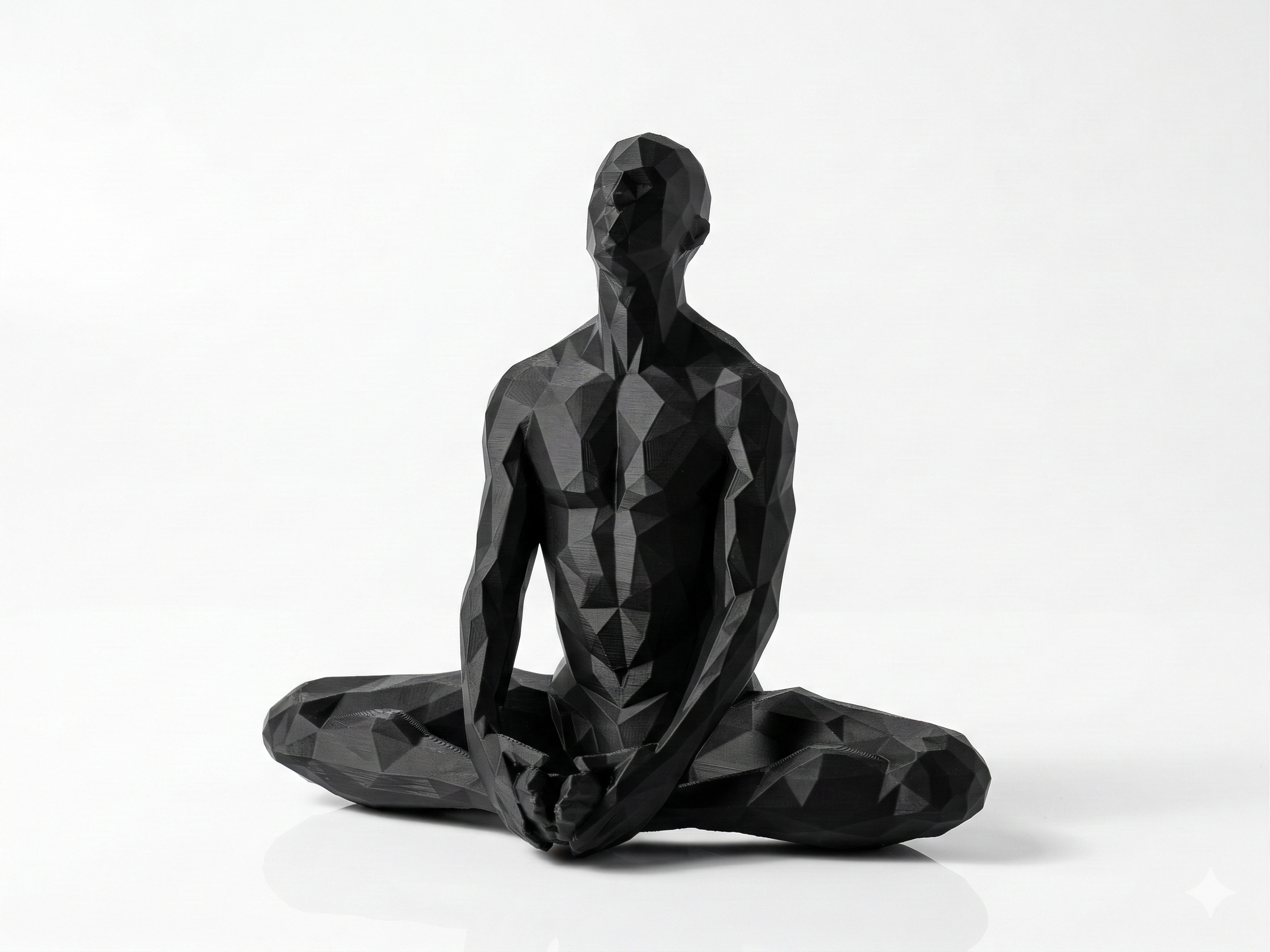 Deep Meditation — Hands on Knees — FitFigures™ Meditating Man Series | 3D Printed Polygon Figure | WowLayer