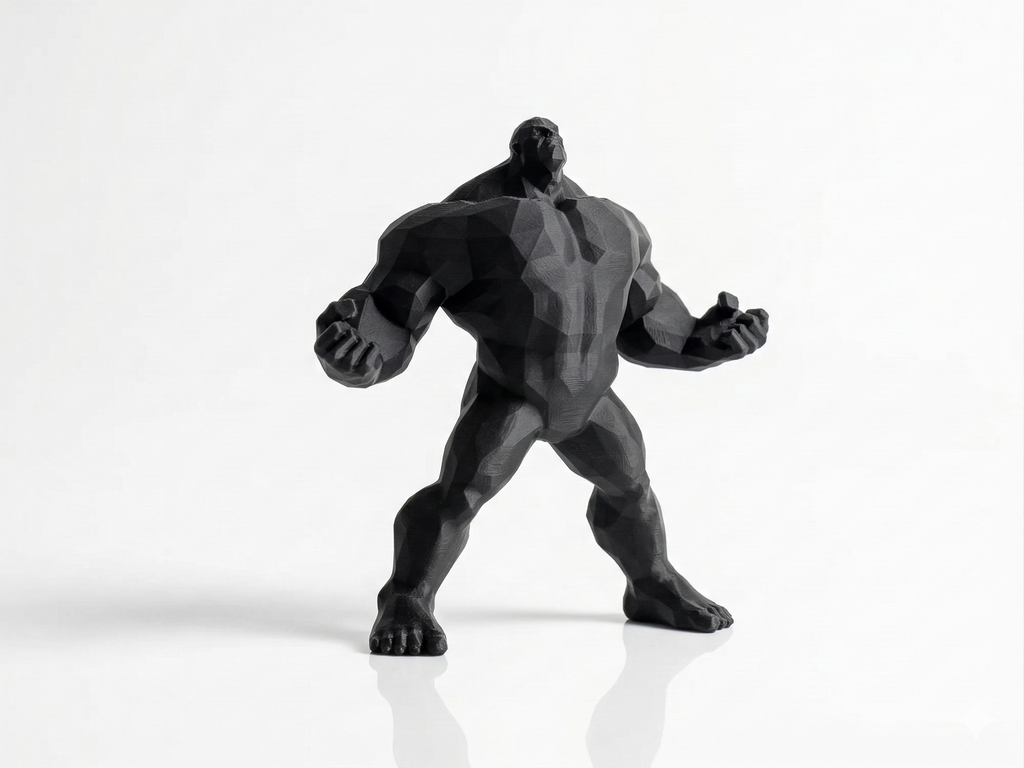 Black superhero figurine on a white background
