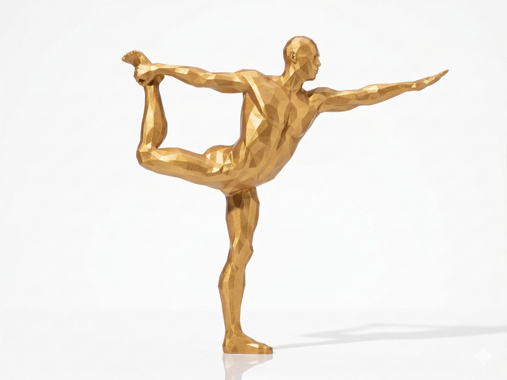 Dancer's Pose — FitFigures™ Yoga Man Series | 3D Printed Polygon Figure | WowLayer
