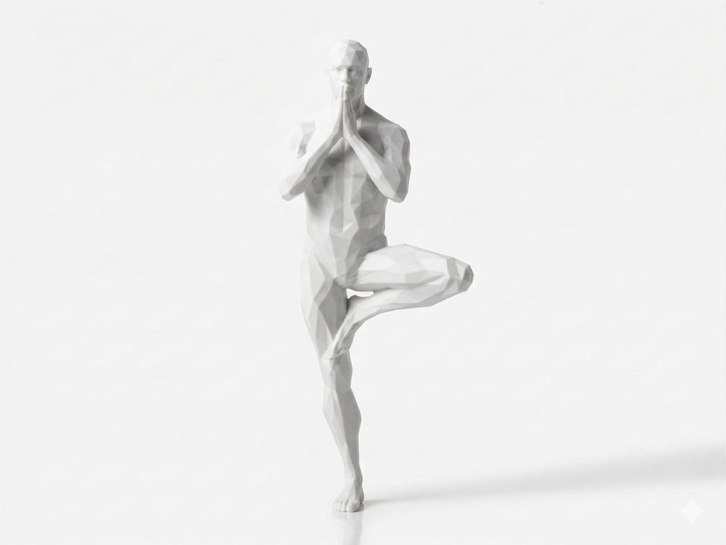 Tree Pose — FitFigures™ Yoga Man Series | 3D Printed Polygon Figure | WowLayer