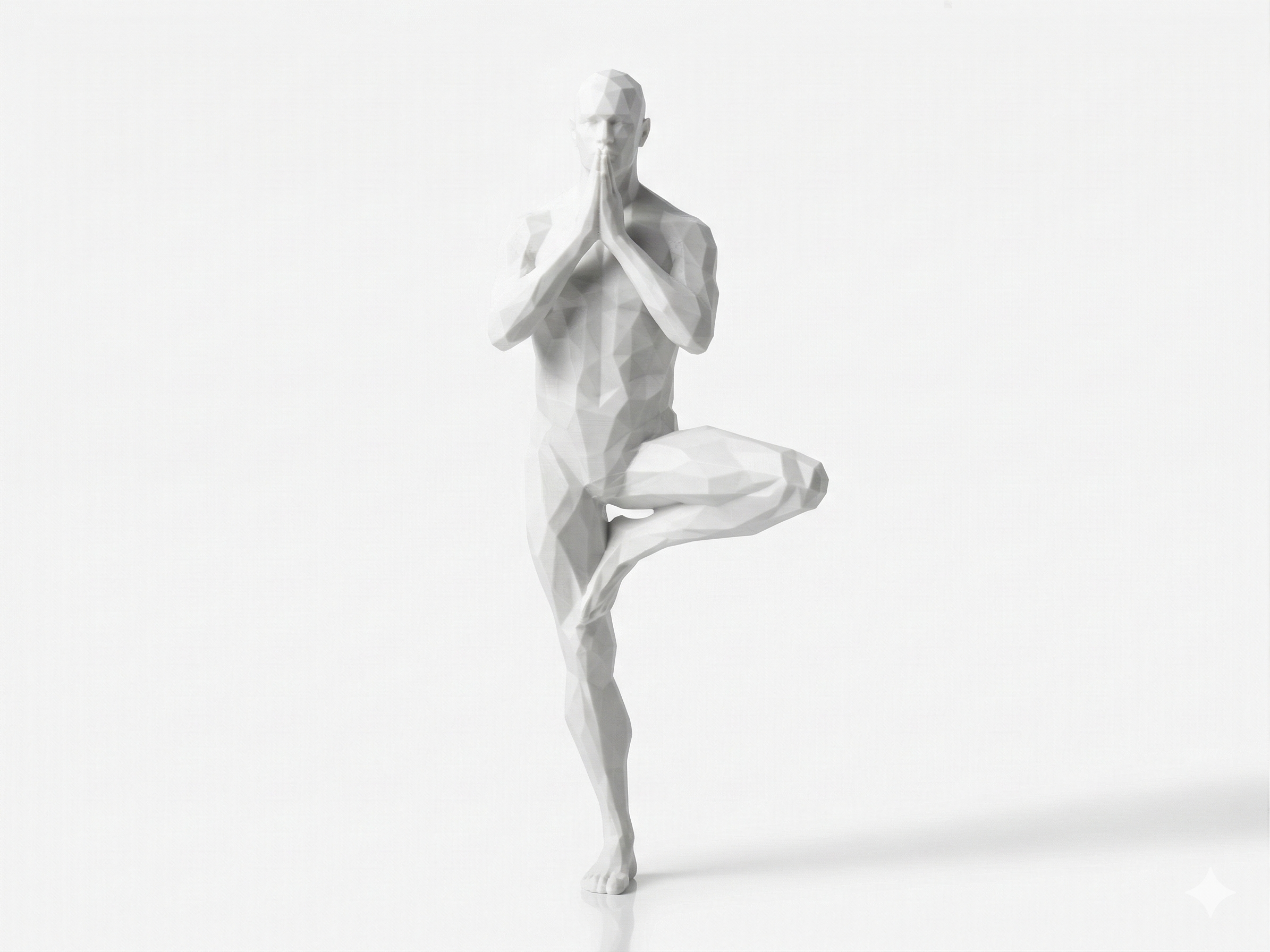 Tree Pose — FitFigures™ Yoga Man Series | 3D Printed Polygon Figure | WowLayer