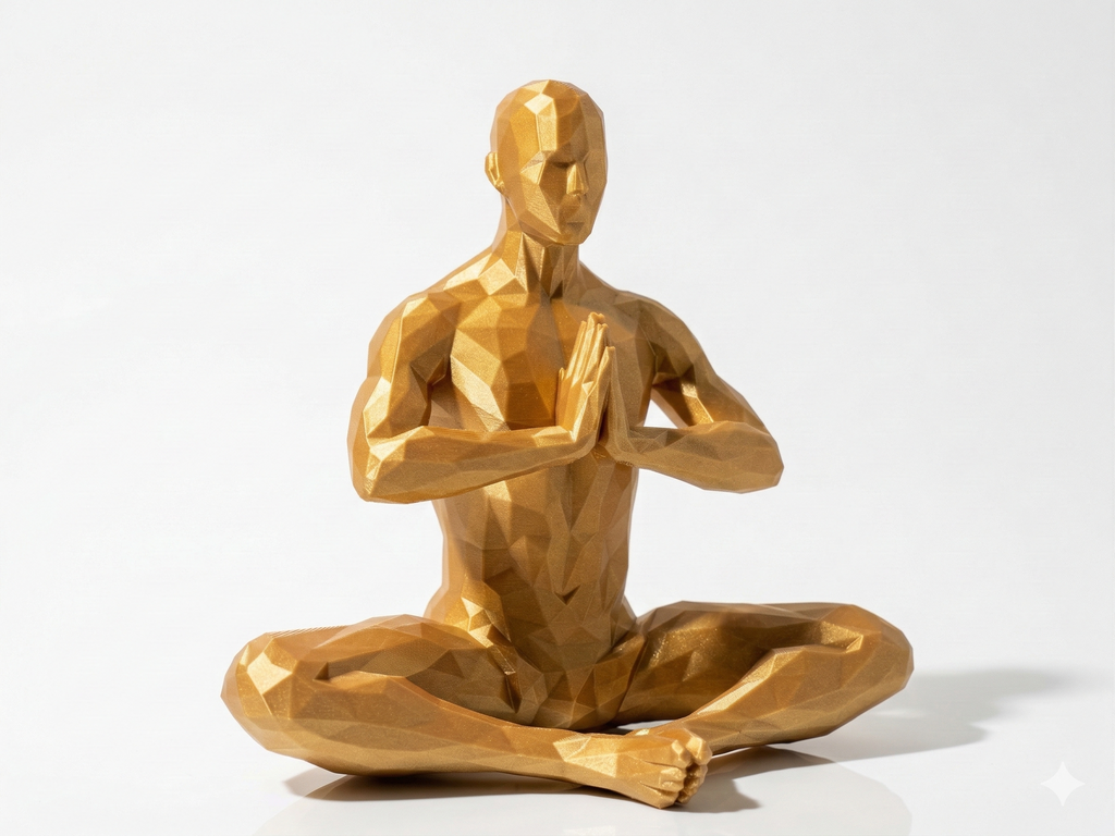 Prayer Hands Meditation — FitFigures™ Meditating Man Series | 3D Printed Polygon Figure | WowLayer
