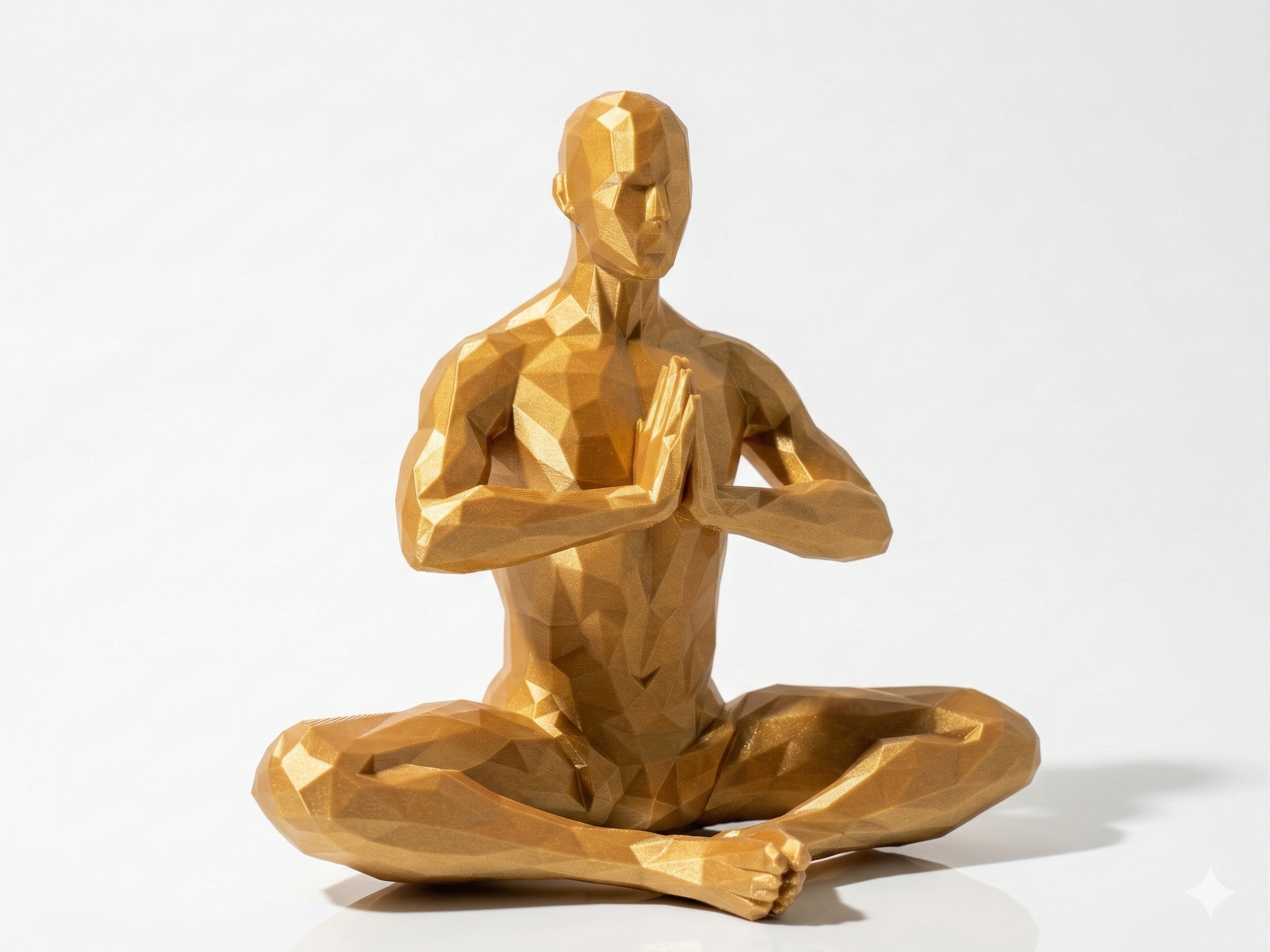 Prayer Hands Meditation — FitFigures™ Meditating Man Series | 3D Printed Polygon Figure | WowLayer