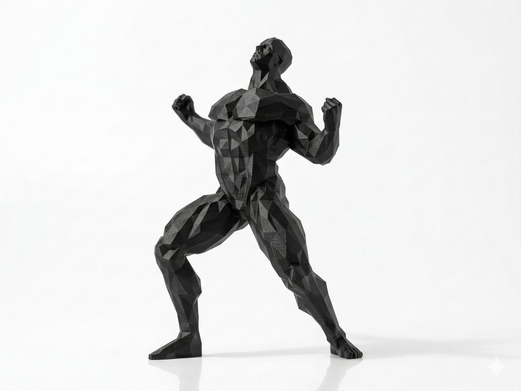 Back Double Bicep — FitFigures™ Muscle Man Series | 3D Printed Polygon Figure | WowLayer
