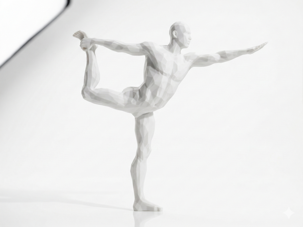 Dancer's Pose — FitFigures™ Yoga Man Series | 3D Printed Polygon Figure | WowLayer