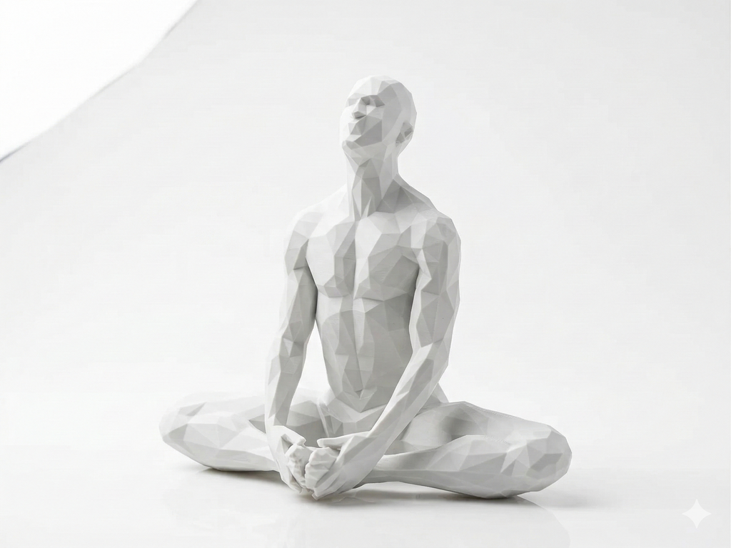 Deep Meditation — Hands on Knees — FitFigures™ Meditating Man Series | 3D Printed Polygon Figure | WowLayer