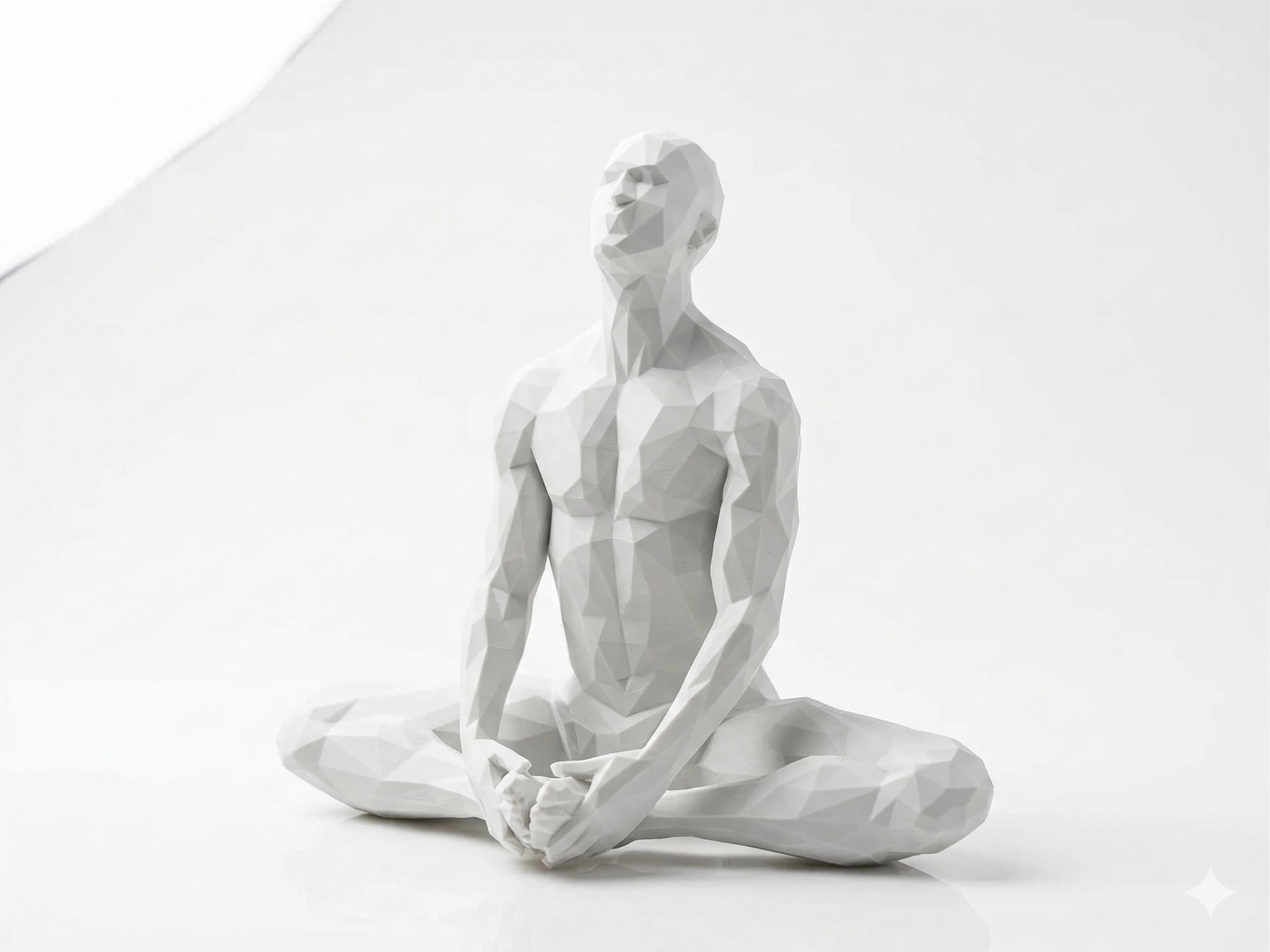 Deep Meditation — Hands on Knees — FitFigures™ Meditating Man Series | 3D Printed Polygon Figure | WowLayer