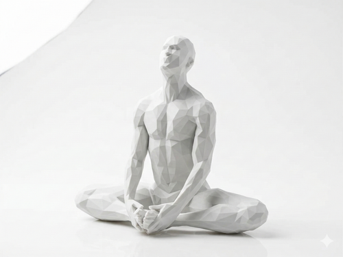 Deep Meditation — Hands on Knees — FitFigures™ Meditating Man Series | 3D Printed Polygon Figure | WowLayer