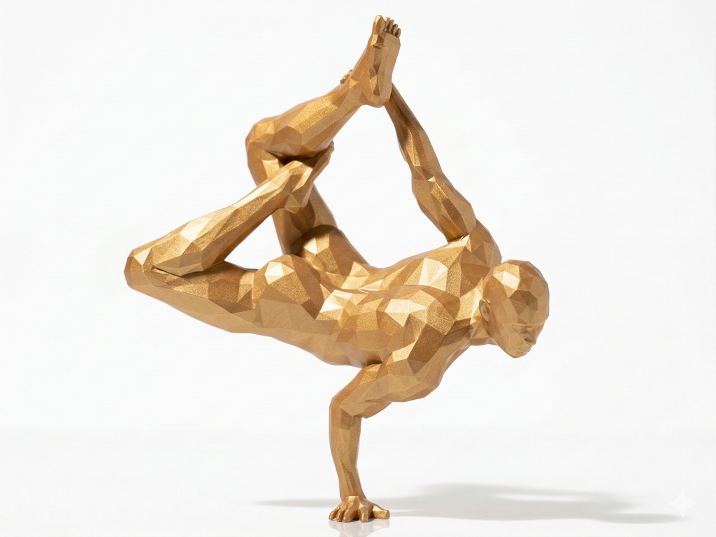 Crow Pose — FitFigures™ Yoga Man Series | 3D Printed Polygon Figure | WowLayer