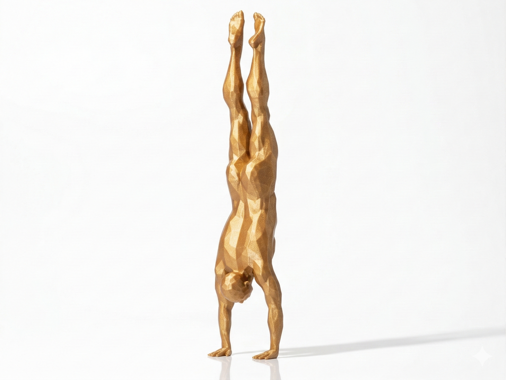 Headstand — FitFigures™ Yoga Man Series | 3D Printed Polygon Figure | WowLayer