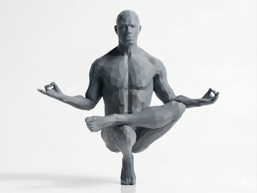 Lotus Pose — FitFigures™ Yoga Man Series | 3D Printed Polygon Figure | WowLayer