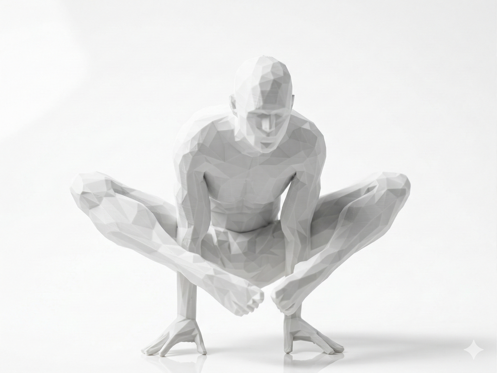 Hands Clasped, Eyes Downward — FitFigures™ Meditating Man Series | 3D Printed Polygon Figure | WowLayer