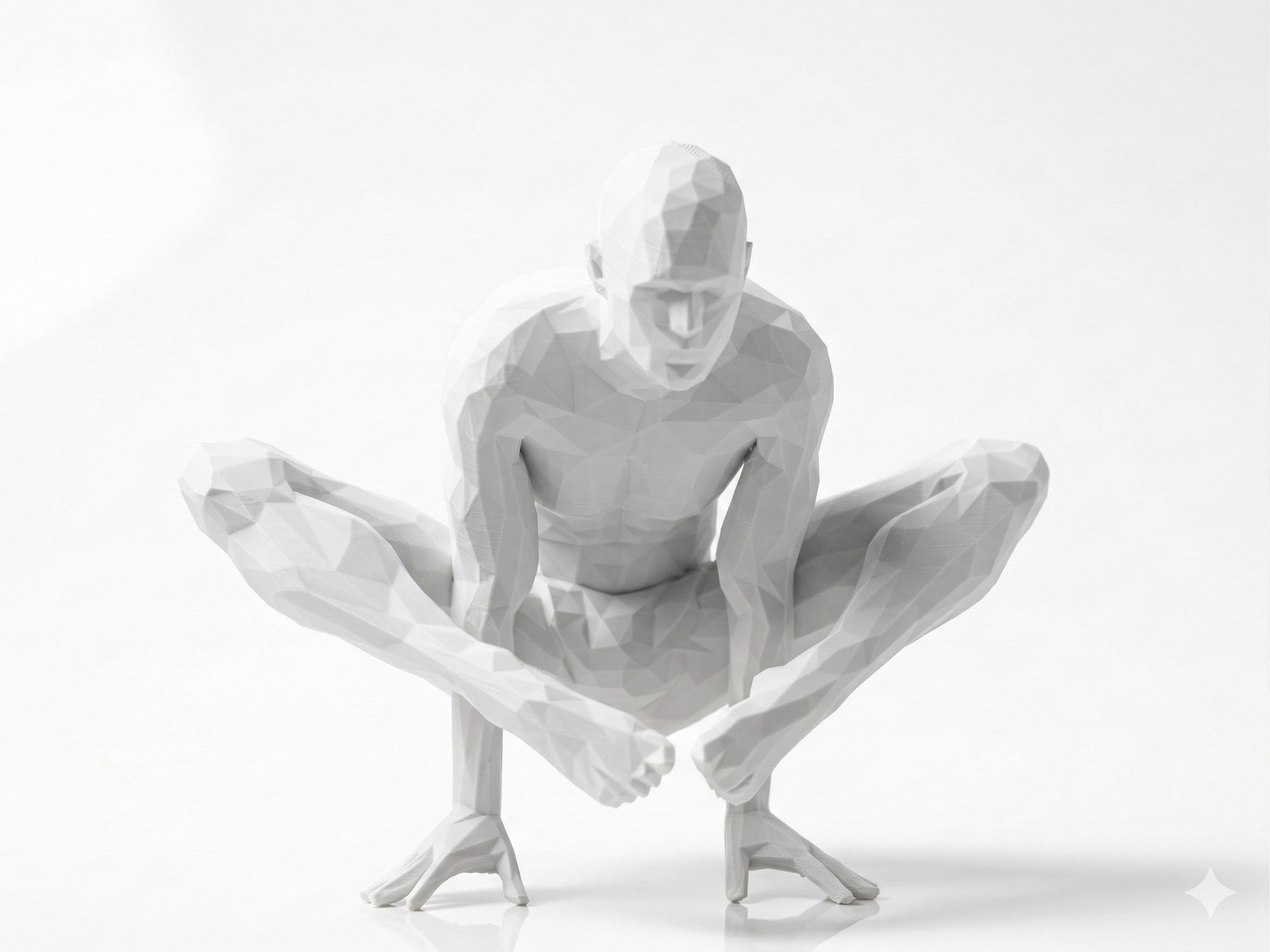 Hands Clasped, Eyes Downward — FitFigures™ Meditating Man Series | 3D Printed Polygon Figure | WowLayer