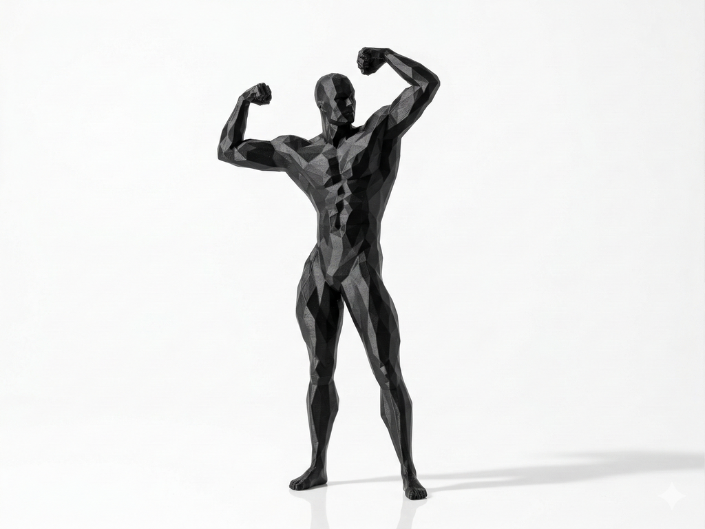 Front Double Biceps — FitFigures™ Muscle Man Series | 3D Printed Polygon Figure | WowLayer