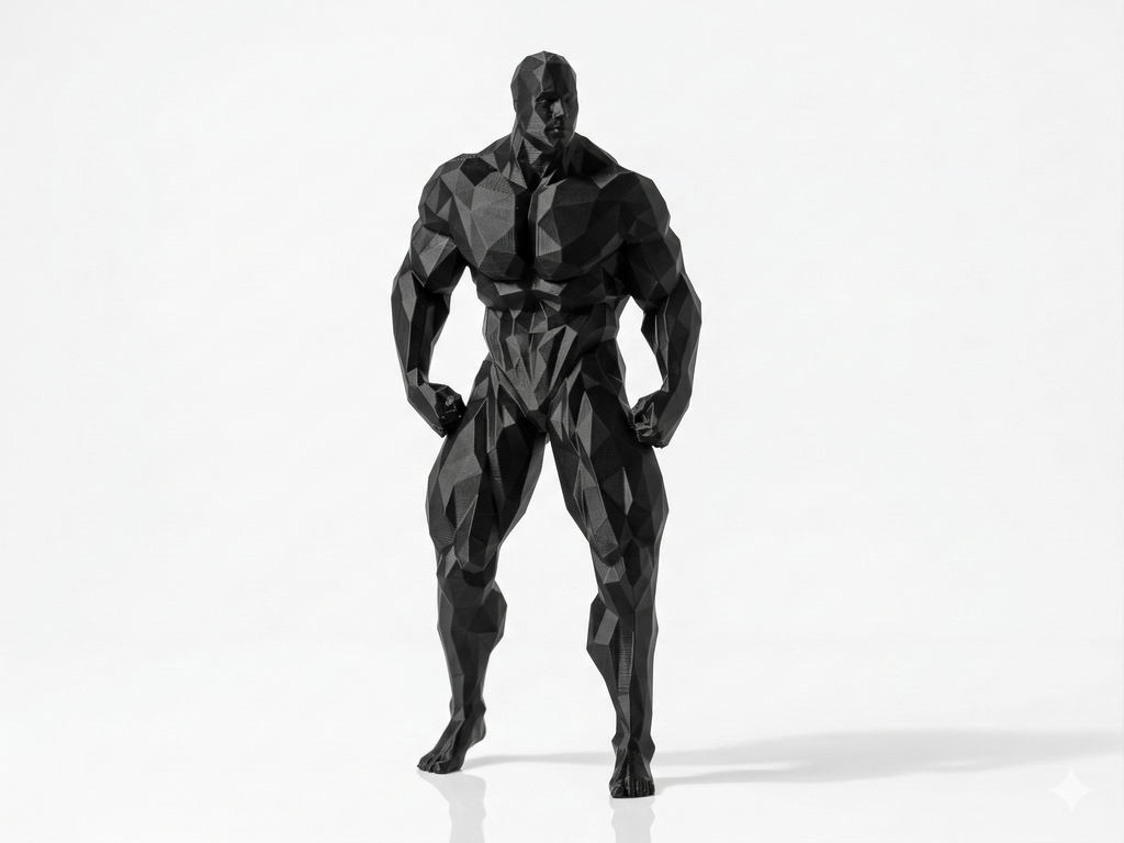 Muscular man rear pose — FitFigures™ Muscle Man Series | 3D Printed Polygon Figure | WowLayer