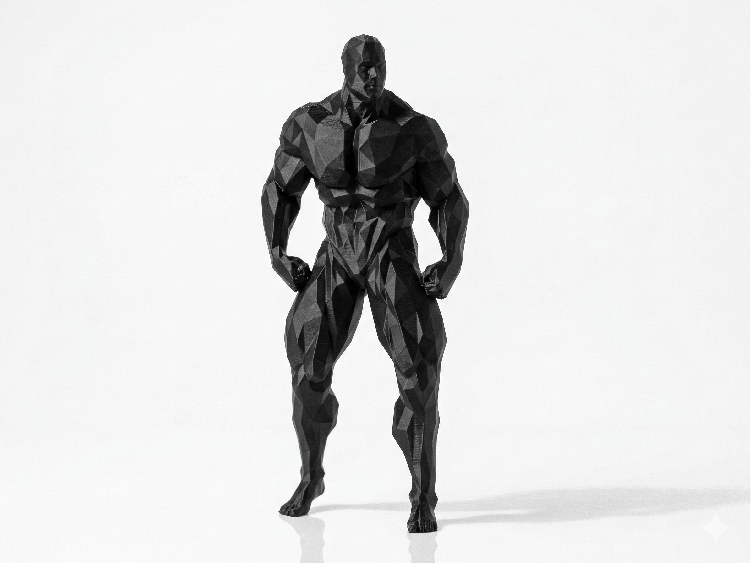 Muscular man rear pose — FitFigures™ Muscle Man Series | 3D Printed Polygon Figure | WowLayer